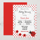 Ladybug Baby shower Invitation Polkadot Kaart (Voorkant / Achterkant)