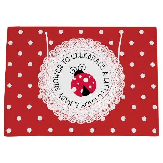 Ladybug Baby shower is een meisje Groot Cadeauzakje (Voorkant)