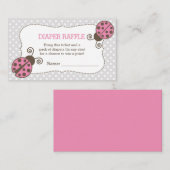 Ladybug Baby shower Luier Raffle Ticket Roze Grijs Informatiekaartje (Voorkant / Achterkant)