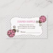 Ladybug Baby shower Luier Raffle Ticket Roze Grijs Informatiekaartje (Voorkant)