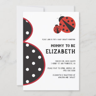 Ladybug baby shower nodigde drachtig silhouet uit kaart