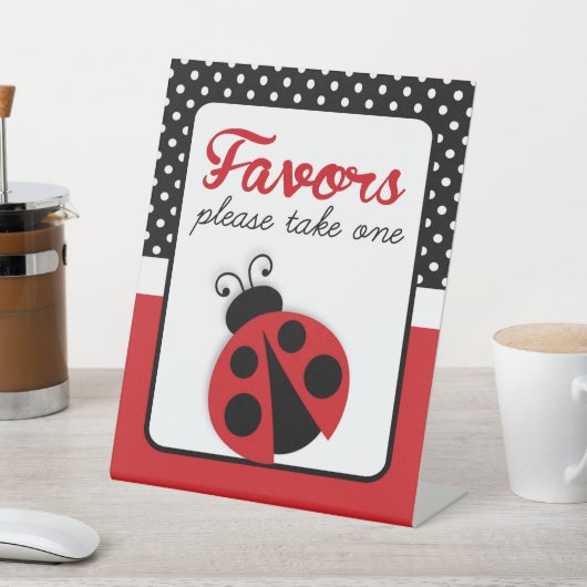 Ladybug Baby shower of Birthday Favor Party Reclamebord Met Voetstuk (Insitu)