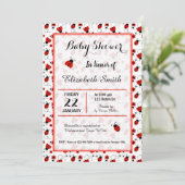 Ladybug Baby shower of Birthday Party Invitation Kaart (Staand voorkant)
