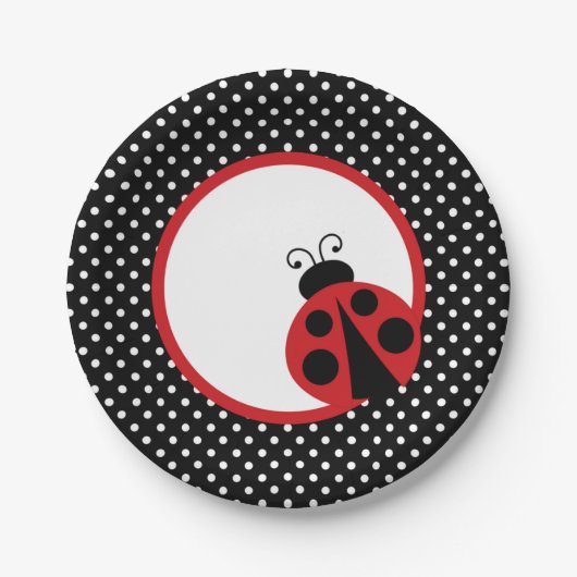 Ladybug Baby shower of Birthday Party Papieren Bordje (Voorkant)