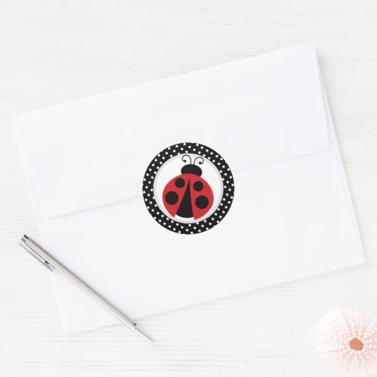 Ladybug Baby shower of Birthday Party Ronde Sticker (Envelop)