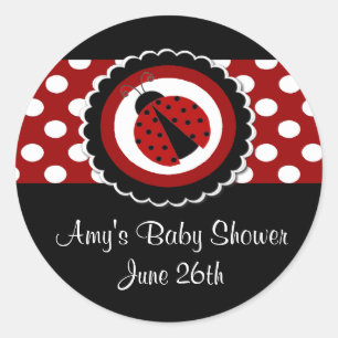 Ladybug Baby shower of Birthday-stickers Ronde Sticker