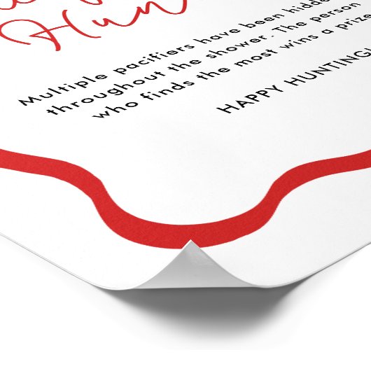 Ladybug Baby shower Pacifier Hunt Sign Poster (Hoek)