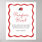 Ladybug Baby shower Pacifier Hunt Sign Poster (Voorkant)
