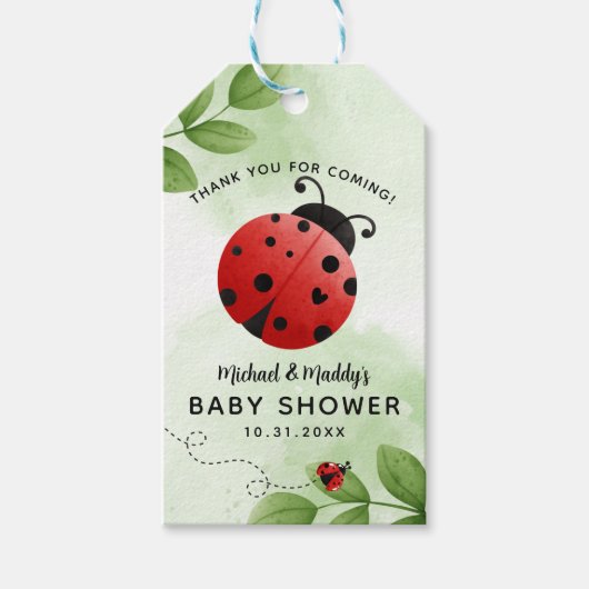 Ladybug Baby shower Party Favor Gift Labels Cadeaulabel (Voorkant)