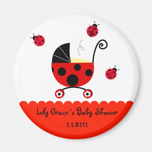 Ladybug Baby shower Party Favor Magneten (Voorkant)