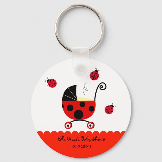 Ladybug Baby shower Party Favor Sleutelhangers (Voorkant)
