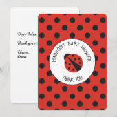 Ladybug Baby shower Polka Dot Hartelijk dank Bedankkaart (Voorkant / Achterkant)