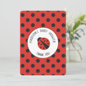 Ladybug Baby shower Polka Dot Hartelijk dank Bedankkaart (Staand voorkant)