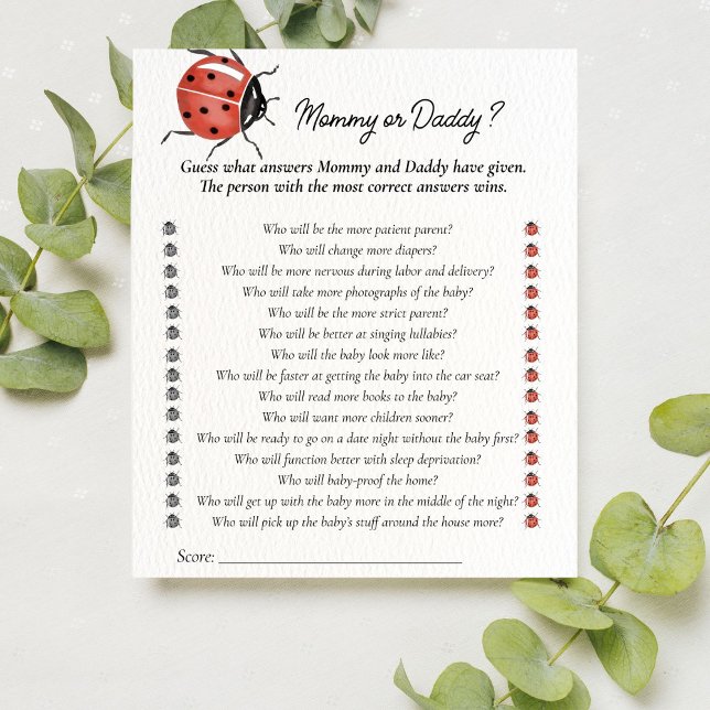 Ladybug Baby shower Raad eens wie mama of papa spe (Creator heeft geüpload)