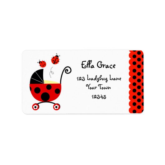 Ladybug Baby shower retour adreslabels Etiket (Voorkant)