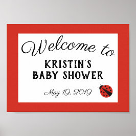 Ladybug baby shower rood welkomstteken poster