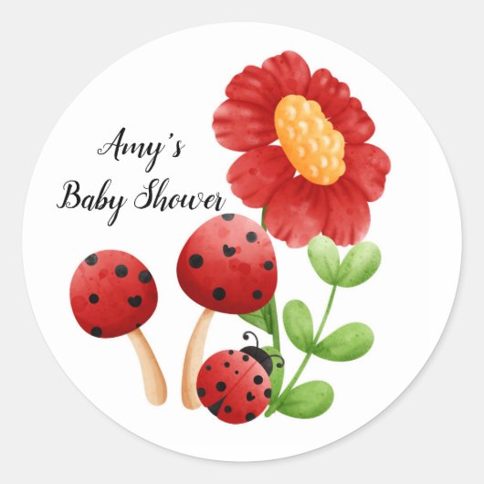 Ladybug Baby shower stickers, label (Voorkant)