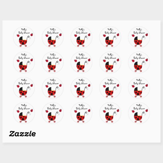 Ladybug Baby shower Stickers Labels (Vel)