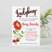 Ladybug Baby shower-uitnodiging, Girl-douche Kaart (Staand voorkant)