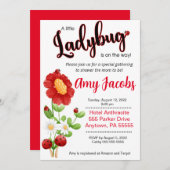 Ladybug Baby shower-uitnodiging, Girl-douche Kaart (Voorkant / Achterkant)
