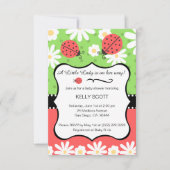 Ladybug Baby shower Uitnodiging - Limoen & Rood (Voorkant)