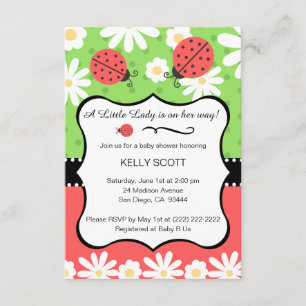 Ladybug Baby shower Uitnodiging - Limoen & Rood
