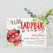 Ladybug Baby shower uitnodiging, Meisje Kaart (Staand voorkant)