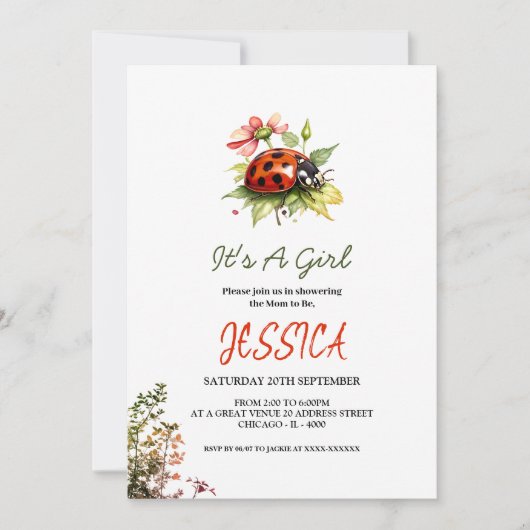 Ladybug Baby Shower-uitvindingen Kaart (Voorkant)