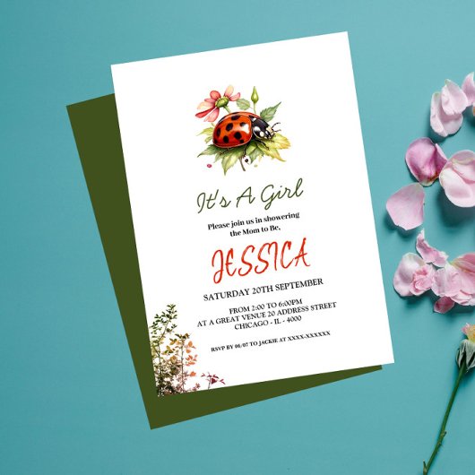 Ladybug Baby Shower-uitvindingen Kaart