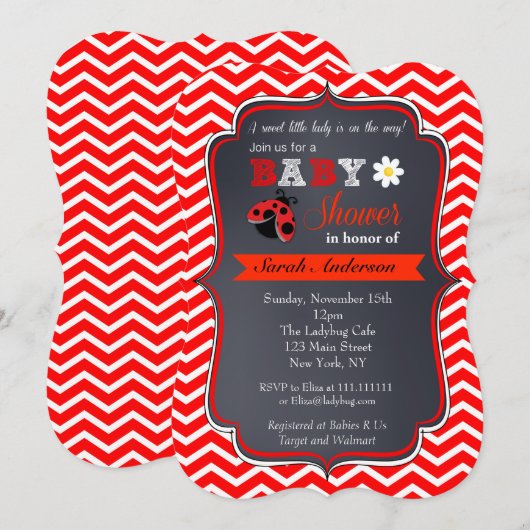 Ladybug Baby Shower-uitvindingen Kaart (Voorkant / Achterkant)