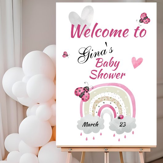 Ladybug Baby shower Welkom Poster
