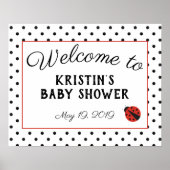 Ladybug baby shower welkomstbord poster - groot (Voorkant)