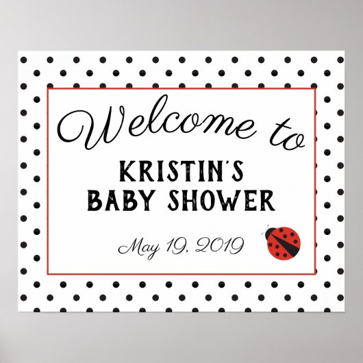 Ladybug baby shower welkomstbord poster - groot (Voorkant)