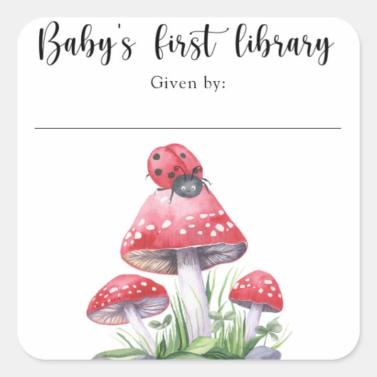 Ladybug - baby's eerste bibliotheek vierkante sticker (Voorkant)