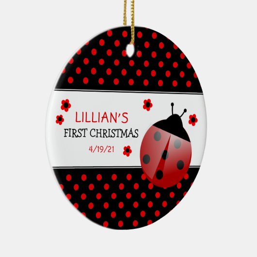 Ladybug Baby's Eerste kerstkeramisch Ornament (Rechts)
