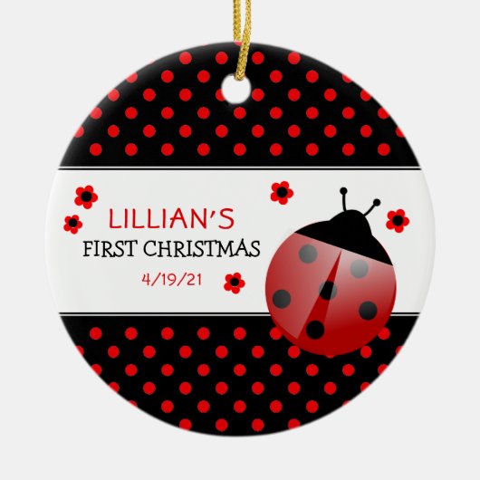 Ladybug Baby's Eerste kerstkeramisch Ornament (Voorkant)