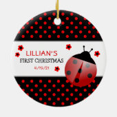 Ladybug Baby's Eerste kerstkeramisch Ornament (Achterkant)