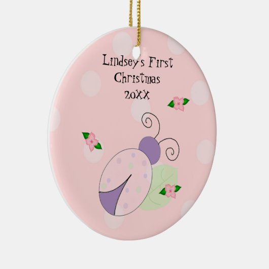Ladybug Baby's Eerste Kerstmis Keramisch Ornament (Rechts)