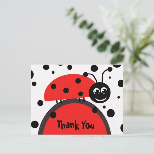 Ladybug Bedankt Briefkaart (Staand voorkant)