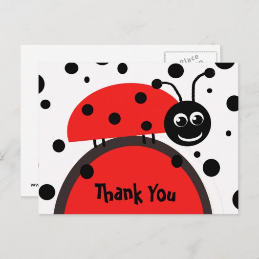 Ladybug Bedankt Briefkaart (Voorkant / Achterkant)