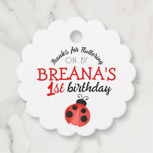 Ladybug Bedankt voor Coming Birthday Favor Cadeau  Bedankjes Labels (Voorkant)