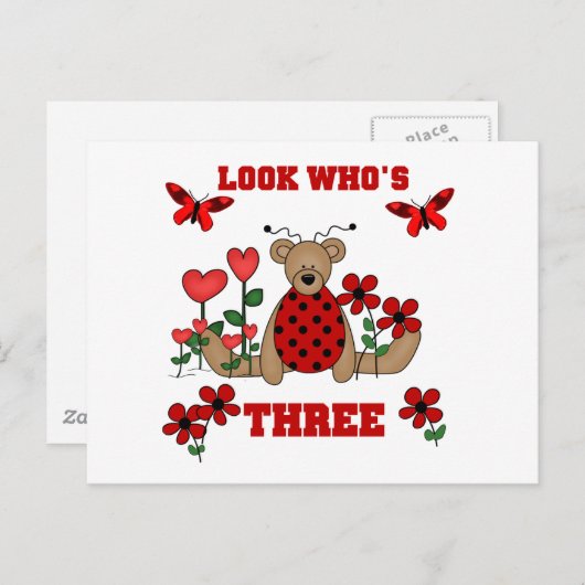 Ladybug Beer 3e Verjaardag Tshirts Briefkaart (Voorkant / Achterkant)