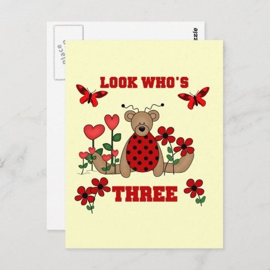 Ladybug Beer 3e Verjaardag Tshirts Briefkaart (Voorkant / Achterkant)