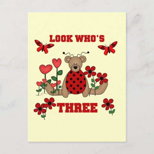 Ladybug Beer 3e Verjaardag Tshirts Briefkaart (Voorkant)