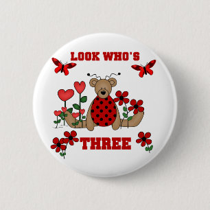 Ladybug Beer 3e Verjaardag Tshirts Ronde Button 5,7 Cm