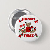 Ladybug Beer 3e Verjaardag Tshirts Ronde Button 5,7 Cm (Voorkant /achterkant)