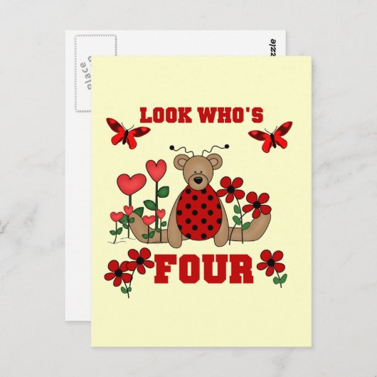 Ladybug Beer 4e Verjaardag Tshirts en geschenken Briefkaart (Voorkant / Achterkant)