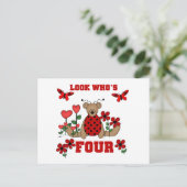 Ladybug Beer 4e Verjaardag Tshirts en geschenken Briefkaart (Staand voorkant)