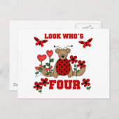 Ladybug Beer 4e Verjaardag Tshirts en geschenken Briefkaart (Voorkant / Achterkant)