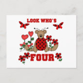 Ladybug Beer 4e Verjaardag Tshirts en geschenken Briefkaart (Voorkant)